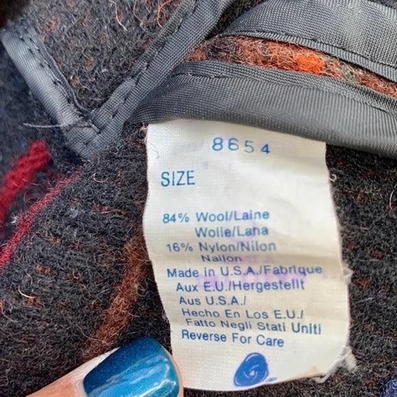 WOOLRICH Vintage Wool Aztec Western Boots Button Down Winter Coat Jacket Large - Picture 10 of 13